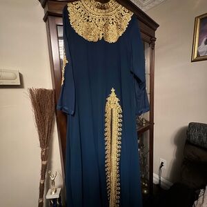 Elegant Navy and Gold Embellished Indian Dress